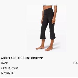 Lululemon add flare high-rise crop 21